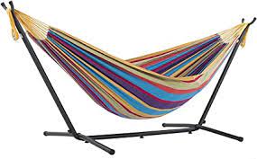Steel green hammock stand $249.99 plus 0.00 shipping add this item to your shopping cart to see our sale price. Amazon Com Vivere Double Cotton Hammock With Space Saving Steel Stand Tropical 450 Lb Capacity Premium Carry Bag Included Garden Outdoor