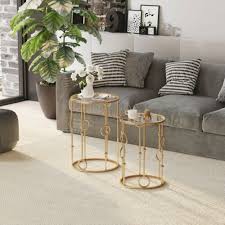 Round Coffee Tables Set Of 2 Gold