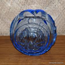 Vintage Heavy Light Blue Cut Glass Vase