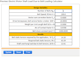 Motor Shaft Load Due To Belt Loading Equations And
