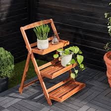 Plant Stand 3 Stairs Acacia Wood
