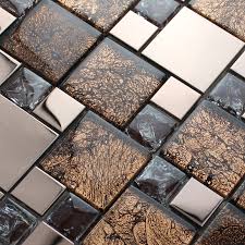 metal and glass blend mosaic tile brown