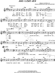 She gives me everything and tenderly the kiss my lover brings she brings to me and i love her. The Beatles And I Love Her Sheet Music Leadsheet In C Minor Transposable Download Print Sku Mn0100516