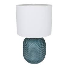 Bolla Blue Glass Table Lamp C W Shade