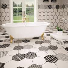 black and white hexagon tiles free