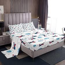 Kids Airplane Bed Sheets Set Twin Boys