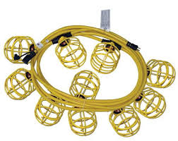 String Lights Temporary Industrial 100ft 10 Cages Electrical Resource International