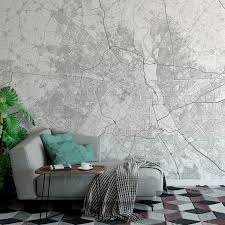 Delhi Map Wall Mural Chalky White