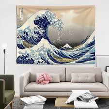 Japanese Wave Tapestry Wall Hanging