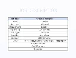job descriptions excel template