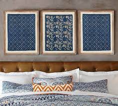 Hand Painted Blue Textile Wall Art