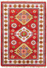 hand knotted wool red rug