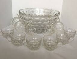 Vintage Federal Glass Punch Bowl Set