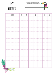 Kids Chore Chart Printable Cute Tropical Design Lemons
