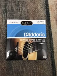 Daddario Exp11 80 20 Bronze Coated Light 12 54 Gauge Acoustic Guitar Strings