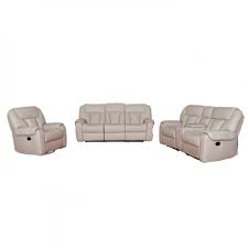 leather recliner sofa set white color