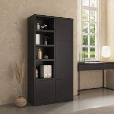 Tall Black Office Storage Cabinet - Larson - Furniture123