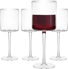 Square Red Wine Glasses Set Of 4 Hand