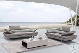 Aurora Grey Leather Living Room Set