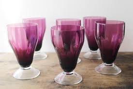 Wine Glasses Grape Purple W Crystal Foot