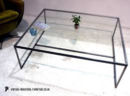 vintage industrial glass top coffee table