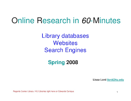 The directories, databases, and repositories in this list are all free to use (though some require that you sign up first). Online Research Databases And Web