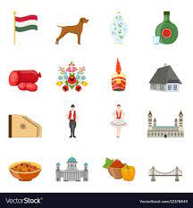 Hungary travel icon set Royalty Free Vector Image