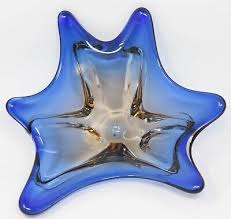 Vintage Murano Art Glass Bowl Blue