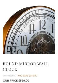 Antique Vintage Large Mirror Wall Clock