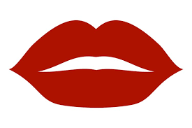 red kiss mark woman lips with bright