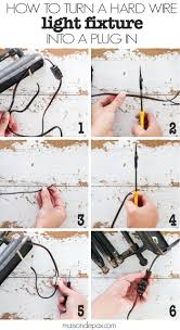 How To Turn A Hard Wire Light Fixture Into A Plug In Step By Step Tutorial To Create Lights And Sconces Wire Light Fixture Wire Lights Outdoor Light Fixtures