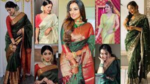 green saree blouse designs