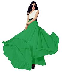 Urban Coco Womens Summer Chiffon Mopping Floor Length Big Hem Solid Beach Maxi Skirt X Large Green