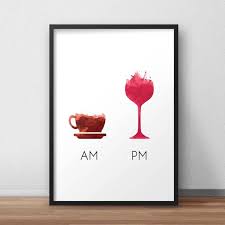 By jodi wine and shopping 1 giclee stretched canvas wall art. Coffee And Wine Am Pm Canvas Print Wine And Canvas Wine Print Wine Poster