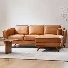 zander leather 2 piece chaise sectional