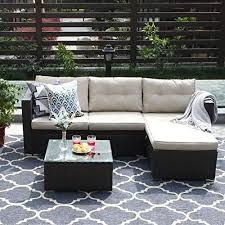 Free shipping on orders over 30€ Phi Villa 3 Piece Patio Furniture Set Rattan Sectional Sofa Wicker Furniture Beige Phi Villa 3 Piece Out Patio Sofa Set Outdoor Furniture Sofa Patio Sectional