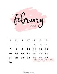Make every day count with our free 2021 printable calendars. Cute Free Printable February 2021 Calendar Saturdaygift