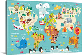 Children S World Map Wall Art Canvas
