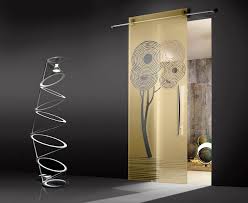 contemporary etched glass door panels