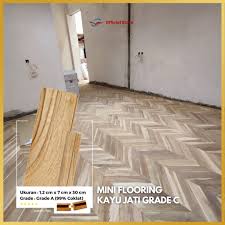 mini flooring kayu jati solid grade c