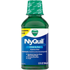 Vicks Nyquil Nighttime Cold Flu Symptom Relief Relives Aches Fever Sore Throat Sneezing Runny Nose Cough 12 Fl Oz Original Flavor