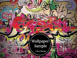 Graffiti Brick Mural Wallpaper Sample