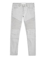 Topman Grey Panel Skinny Biker Jeans Denim Pants Men