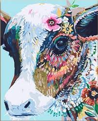 Abstract Colorful Cow Paint By