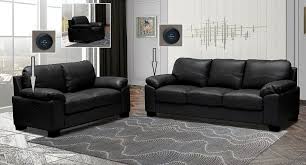 black genuine leather 3 seater sofa 2