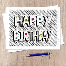 Funky Happy Birthday Card Featuring Print Of Hand Drawn Doodle Design