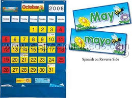 Calendar Pocket Wall Chart English Spanish