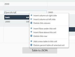 convert json array into editable table