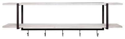 2 tier metal and wood wall shelf with