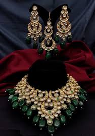 emerald green kundan heavy jewellery
